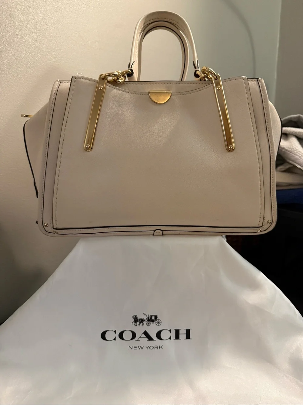 Coach Dreamer Cream Leather Satchel LIKE New with Multicolor Stud Accents!!